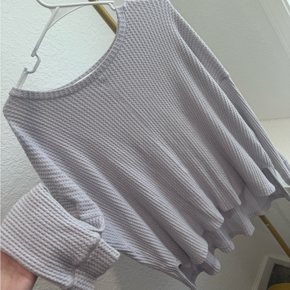 Medium American Eagle Waffle Knit Top - Very Light Purple